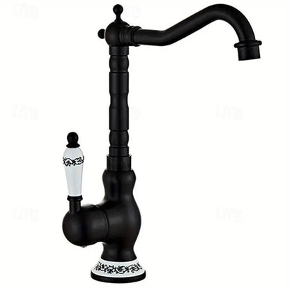 Traditional High-Arc Vessel Sink Faucet, Single-Handle Single-Hole Faucet, Antique Brass / Chrome / Matte Black