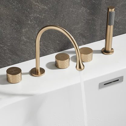 High-Arc 5-Hole Roman Tub Faucet, Three-Handle Tub Filler Faucet with Handheld Shower