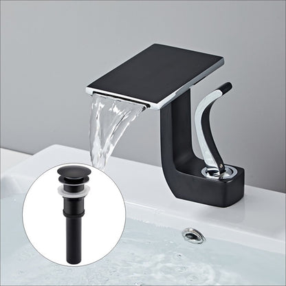 Waterfall Single-Hole Bathroom Faucet, Single-Handle Faucet with Pop-Up Drain