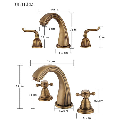 Vintage 3-Hole Widespread Bathroom Sink Faucet, Two-Handle Brass Faucet with High Arc Spout, Antique Brass / Oil-Rubbed Bronze