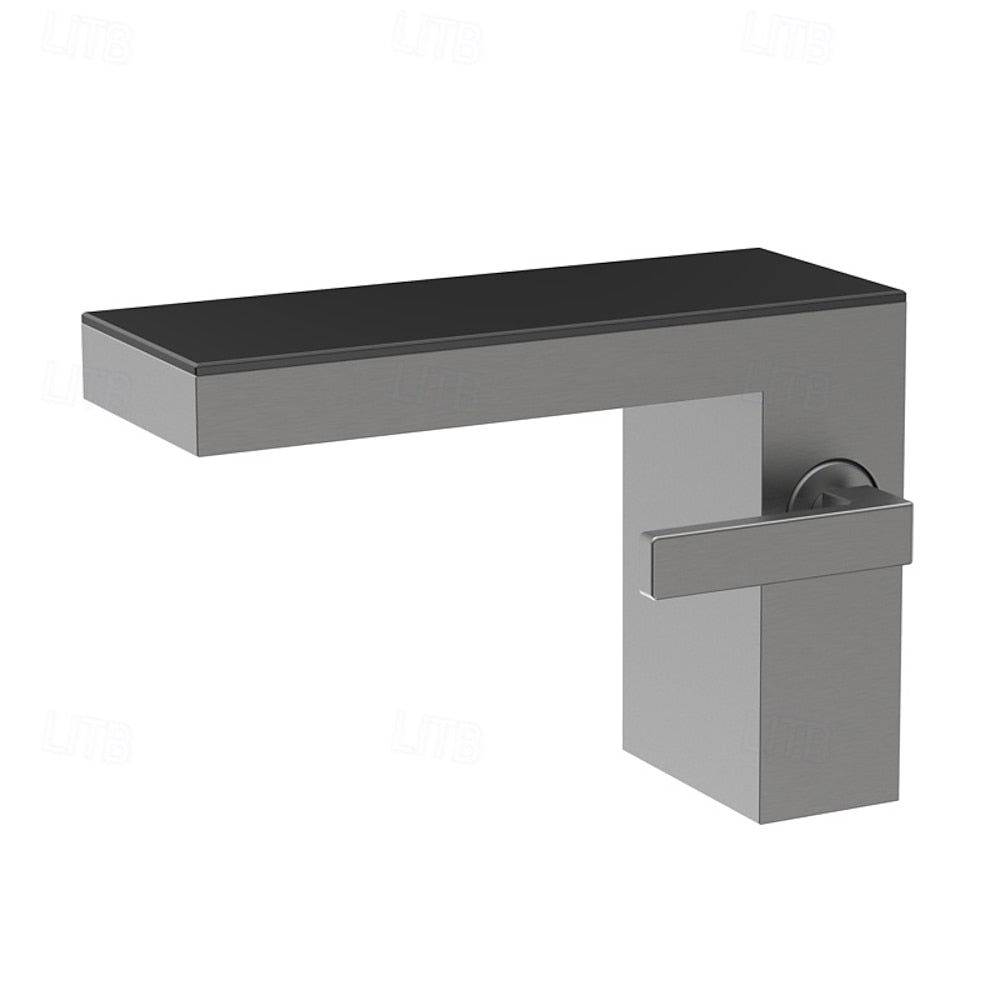 Waterfall Single-Hole Bathroom Faucet, Modern Single-Handle Stainless Steel Faucet, Matte White / Brushed Gold / Chrome / Brushed Chrome