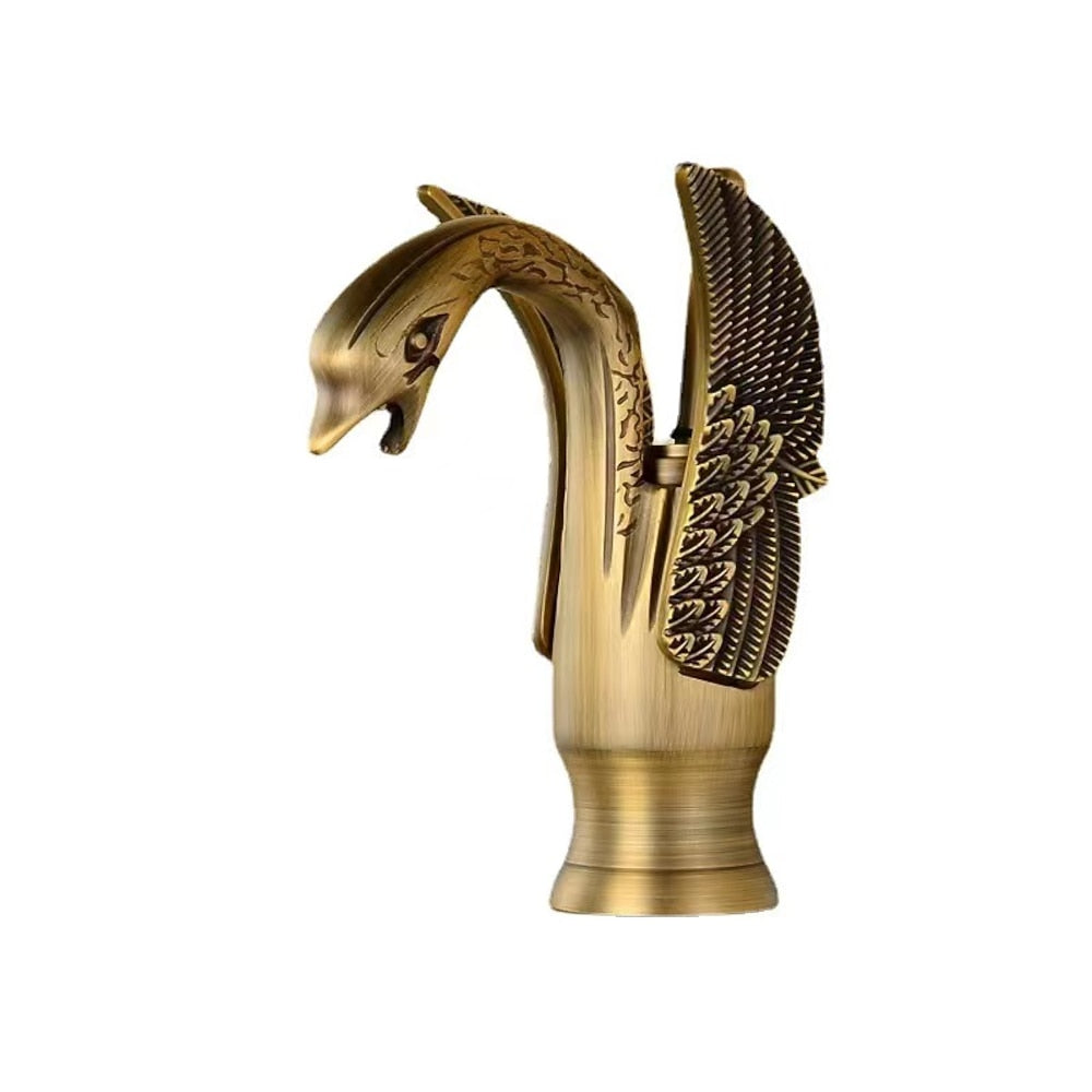 Vintage Swan Design Bathroom Faucet, Single-Hole Single-Handle Faucet, Antique Brass / Chrome / Polished Gold / Matte Black
