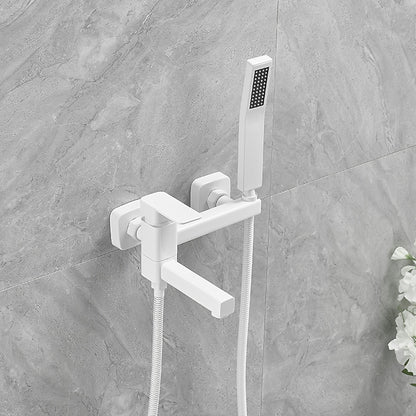 Wall-Mount Single-Handle Swivel Spout Tub Faucet, Bathtub Filler Faucet with Handheld Shower