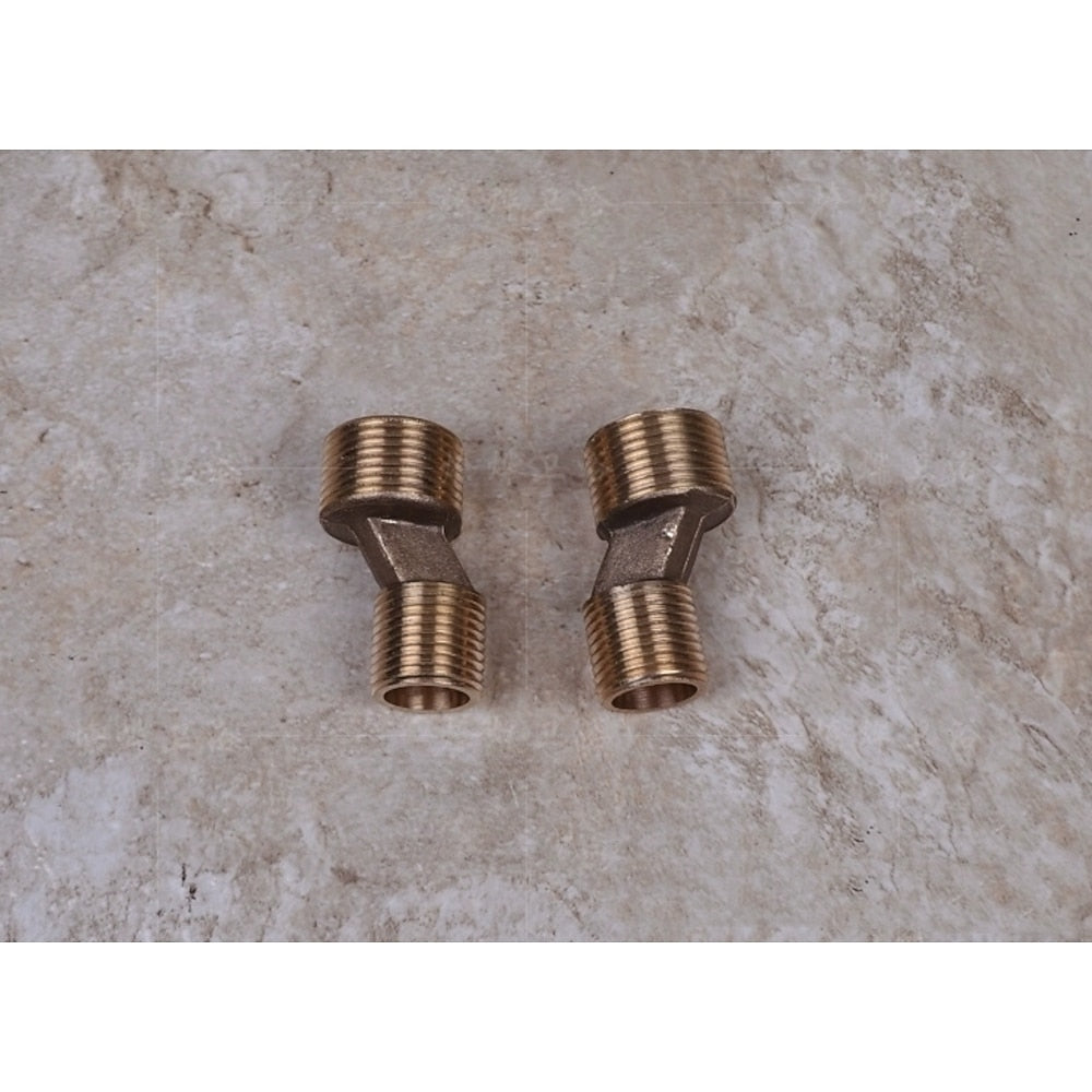 Antique Brass Wall-Mount Kitchen Faucet, Traditional Two-Hole Dual-Handle Swivel Spout Faucet