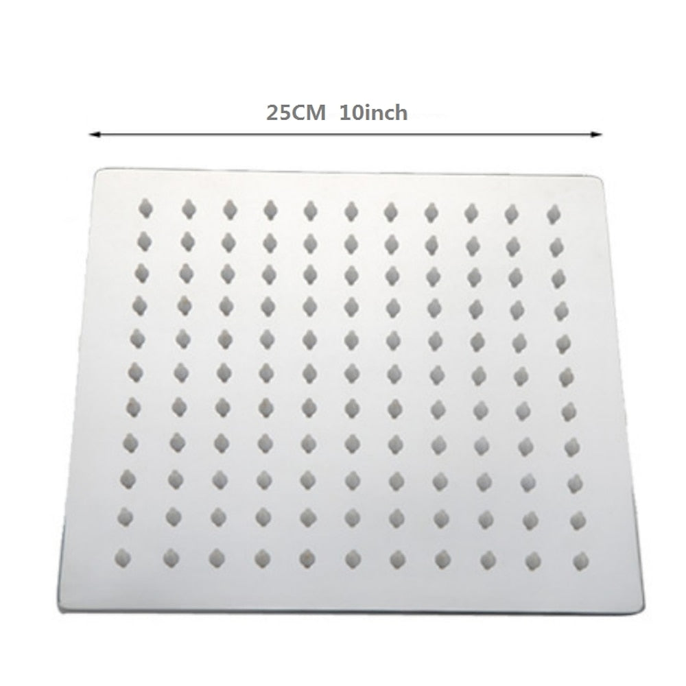 Stainless Steel Ultra-Thin Rainfall Shower Head, Water-Saving Square Overhead Shower Head