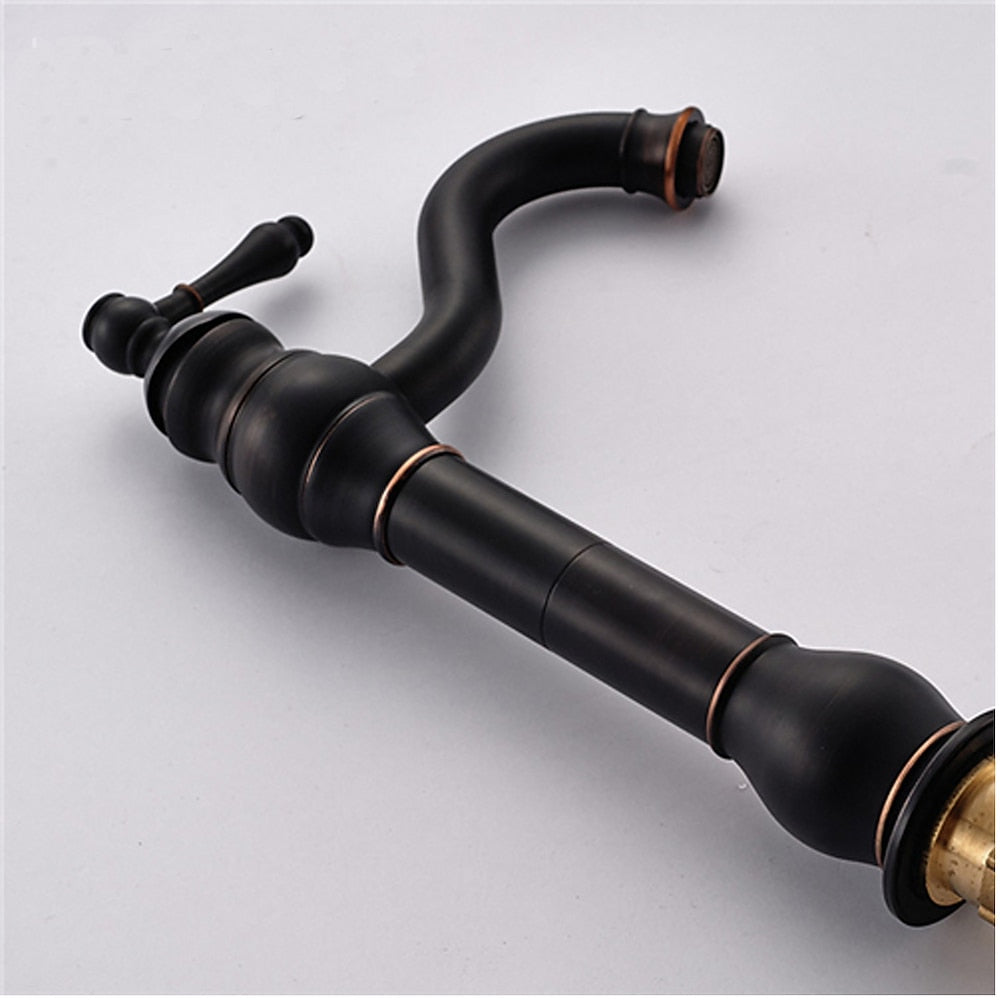 360-Degree Swivel Single-Hole Bathroom Faucet, Single-Handle High Arc Faucet, Antique Brass / Oil-Rubbed Bronze / Brushed Nickel / Chrome