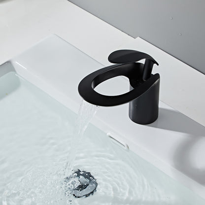 Modern Waterfall Bathroom Faucet, Single-Handle Brass Faucet