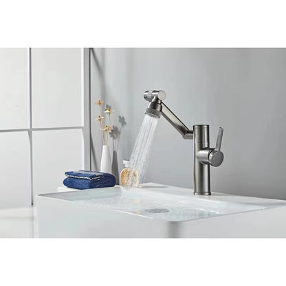 LED Temperature Display Bathroom Sink Faucet, Single-Handle Foldable Swivel Spout Faucet, Antique Brass / Gunmetal