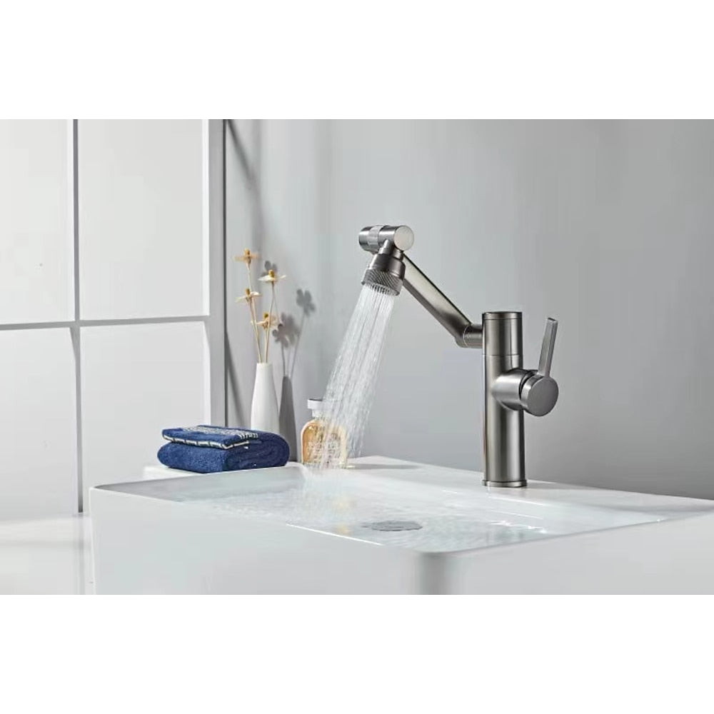 LED Temperature Display 360-Degree Swivel Foldable Faucet, Single-Hole Single-Handle Brass Bathroom Faucet, Antique Brass / Gunmetal