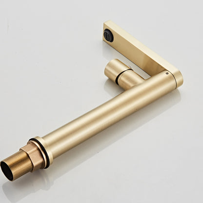 Modern Brass Single-Hole Bathroom Faucet, Single-Handle Swivel Spout Faucet, Brushed Gold / Matte Black