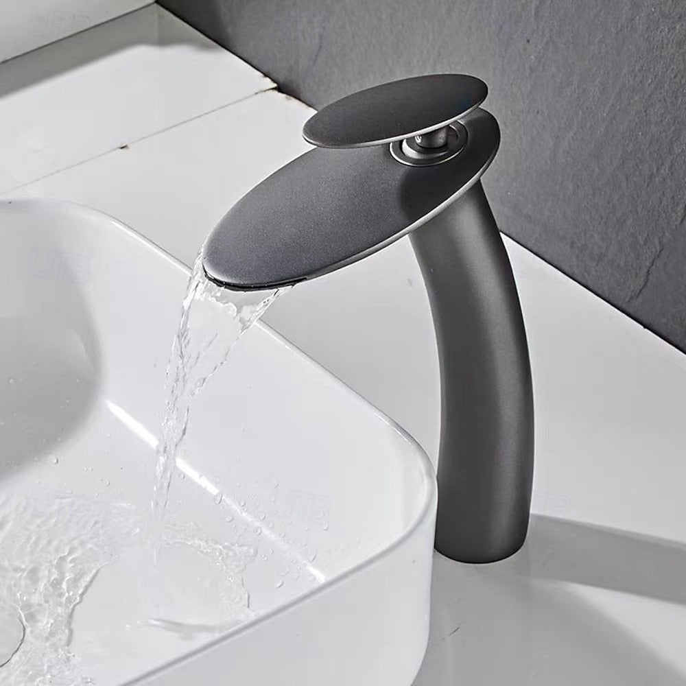 Modern Waterfall Vessel Bathroom Faucet, Single-Hole Single-Handle Faucet