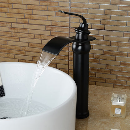 Modern Waterfall Vessel Sink Faucet, Single-Handle Brass Faucet, Matte Black / Oil-Rubbed Bronze