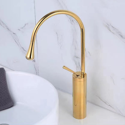 Rotatable High Arc Vessel Sink Faucet, Single-Hole Single-Handle Brass Faucet