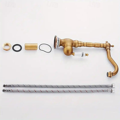 Traditional High-Arc Vessel Sink Faucet, Single-Handle Single-Hole Faucet, Antique Brass / Chrome / Matte Black