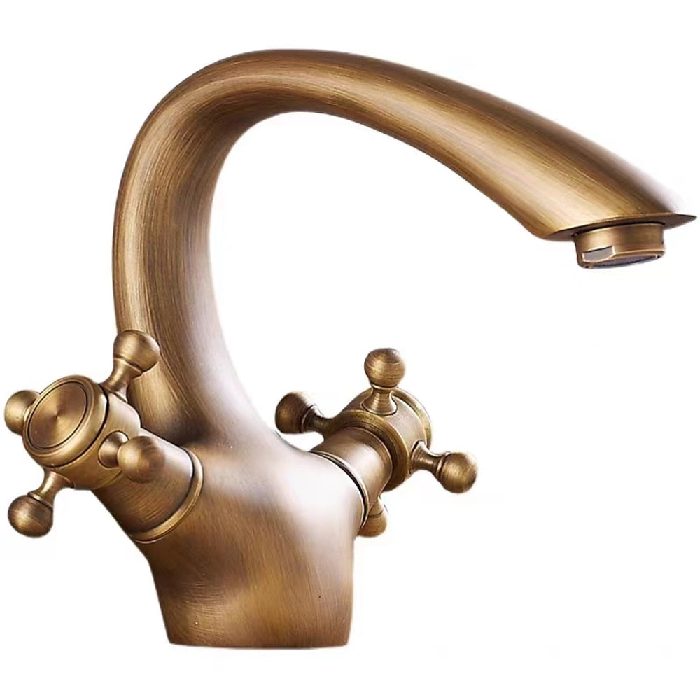 Traditional Dual-Handle Bathroom Faucet, High Arc Brass Sink Faucet, Polished Gold / Chrome / Antique Brass / Oil-Rubbed Bronze