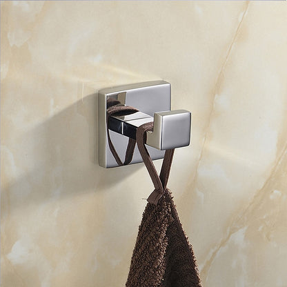 Chrome Wall-Mounted Stainless Steel Bathroom Hardware Set, 4-Piece Bathroom Accessory Kit with Double Towel Bar / Toilet Paper Holder / Robe Hook / Towel Holder