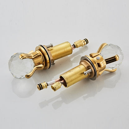 Swan-Shaped Widespread Bathroom Faucet, Double-Handle Brass Basin Faucet with Crystal Knob Handles, Antique Brass / Polished Gold / Chrome / Matte Black