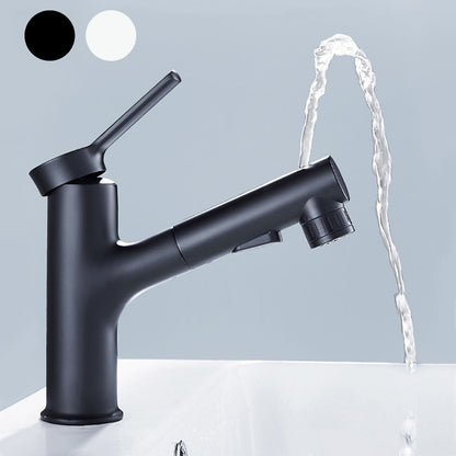 Modern Pull-Out Bathroom Faucet, Single-Handle Fountain Spout Faucet, Matte Black / Chrome