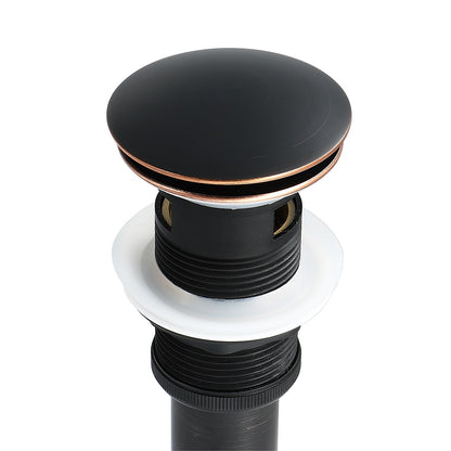 Oil-Rubbed Bronze Brass Pop-Up Sink Drain, Contemporary Bathroom Basin Drain with Overflow