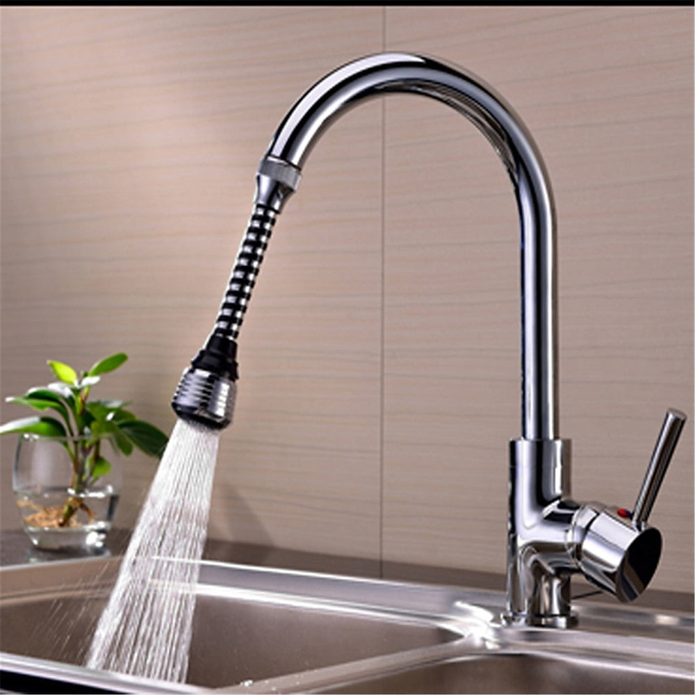 Chrome ABS Flexible Faucet Aerator, 360-Degree Swivel Spray Head with Extension Hose