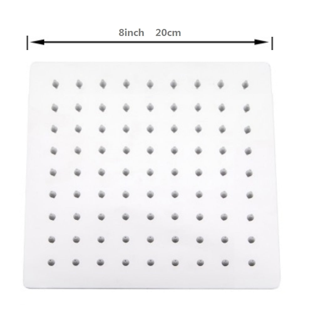 Stainless Steel Ultra-Thin Rainfall Shower Head, Water-Saving Square Overhead Shower Head