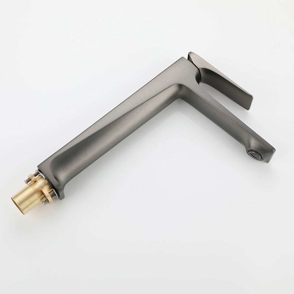Modern Single-Hole Vessel Sink Faucet, Single-Handle Tall Bathroom Faucet, Brushed Gold / Matte Black / Chrome / Matte White / Gunmetal