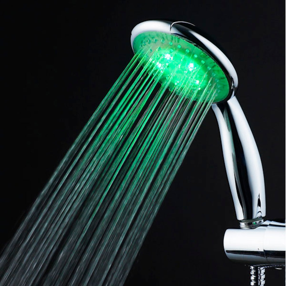 Chrome LED Handheld Shower Head, ABS Jet / Rainfall Spray Hand Shower