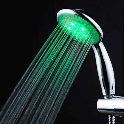 Chrome LED Handheld Shower Head, ABS Jet / Rainfall Spray Hand Shower