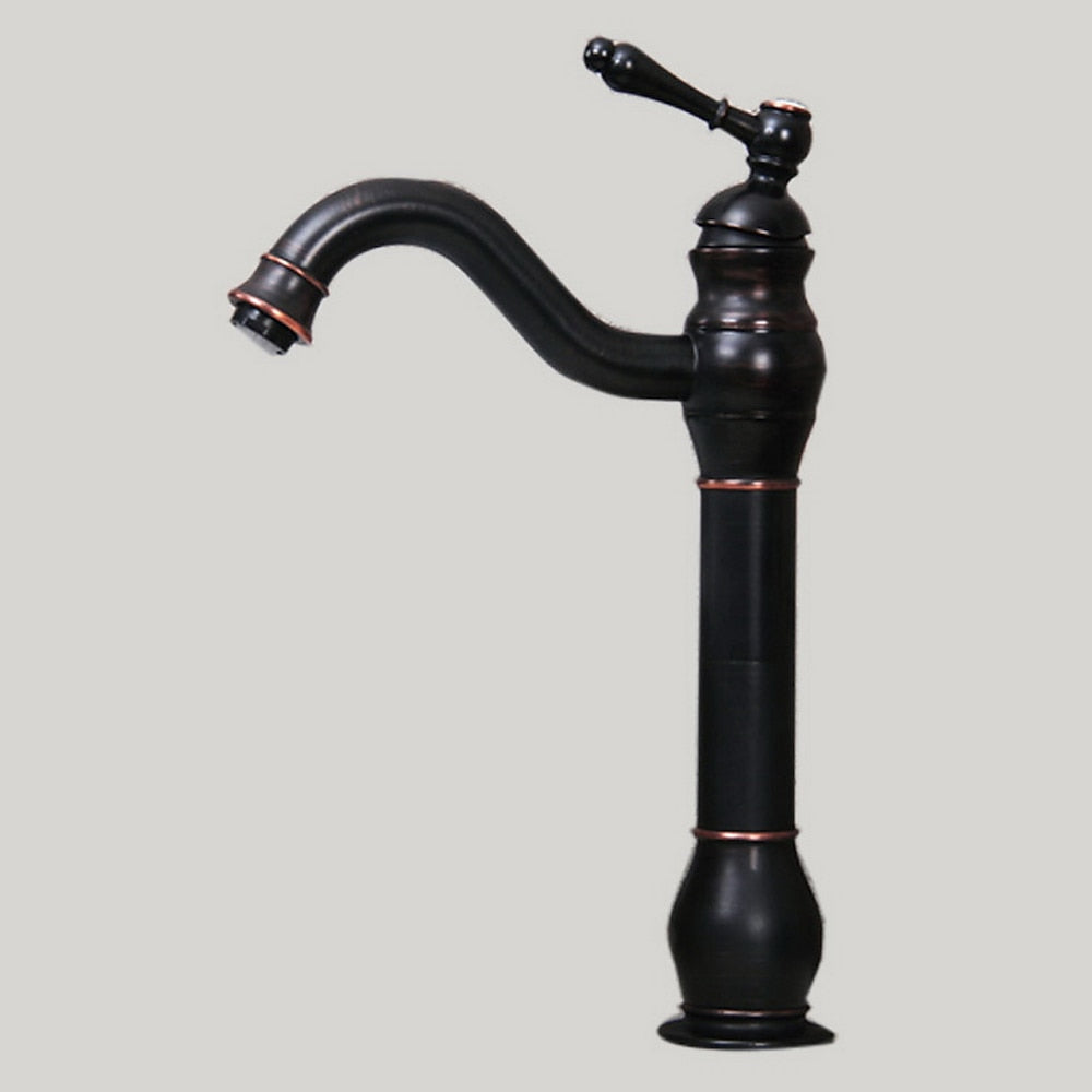 360-Degree Swivel Single-Hole Bathroom Faucet, Single-Handle High Arc Faucet, Antique Brass / Oil-Rubbed Bronze / Brushed Nickel / Chrome