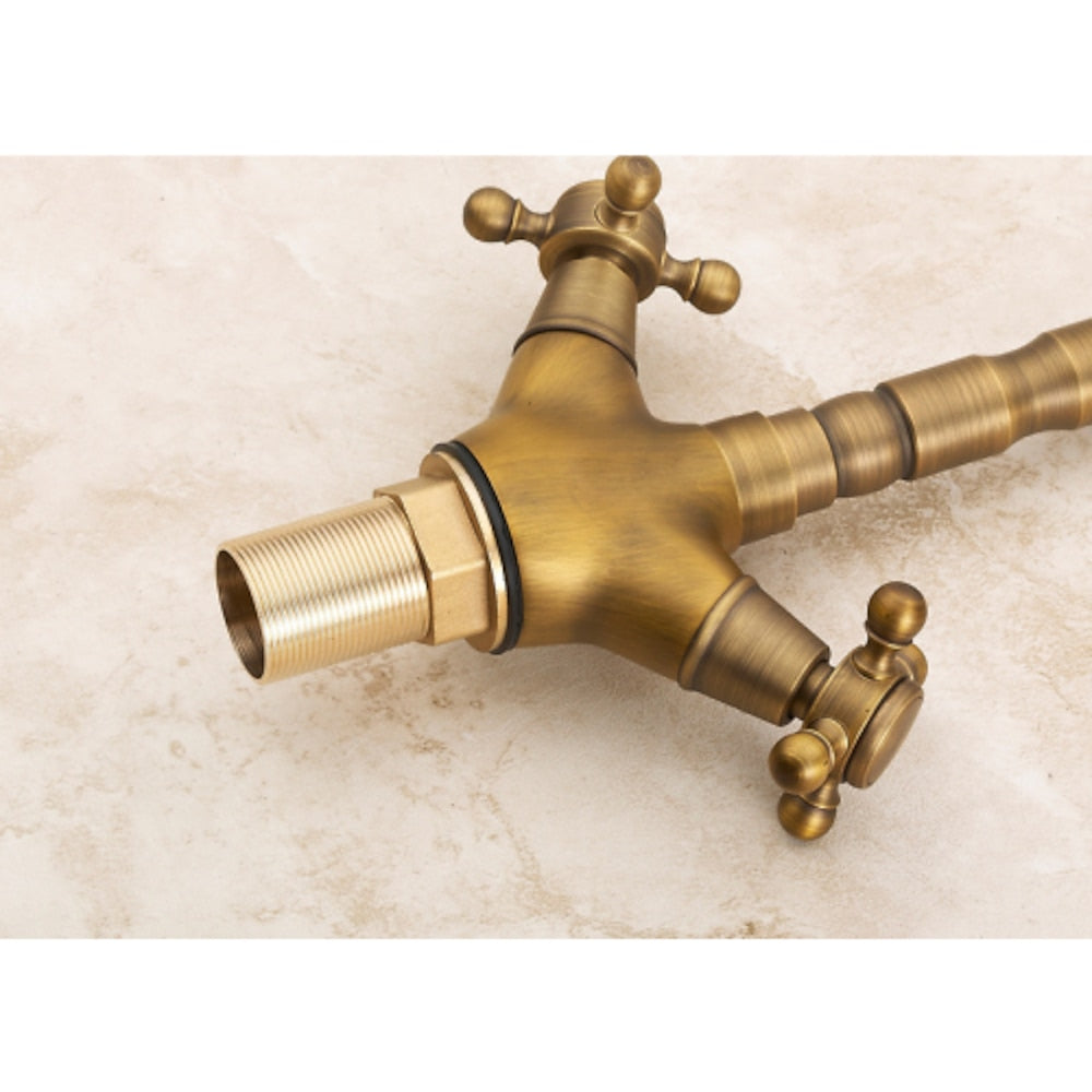 Traditional High Arc Bathroom Faucet, Single-Hole Dual Cross Handle Faucet
