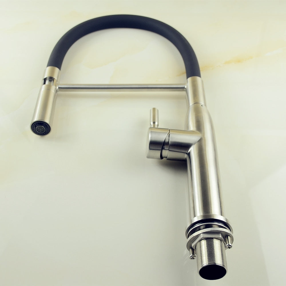 High-Arc Brushed Nickel Pull-Down Kitchen Faucet, Single-Handle Stainless Steel Faucet