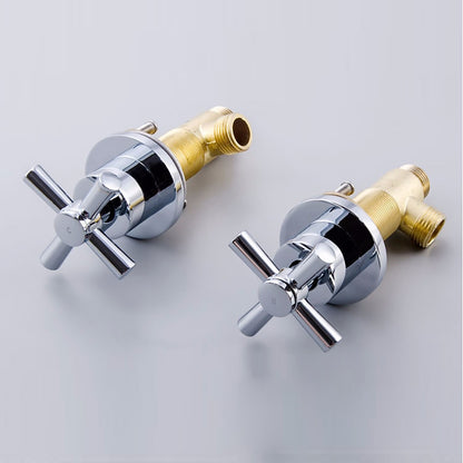 Chrome 5-Hole Deck-Mount Tub Filler Faucet, 3-Handle Brass Tub Faucet with Handheld Shower