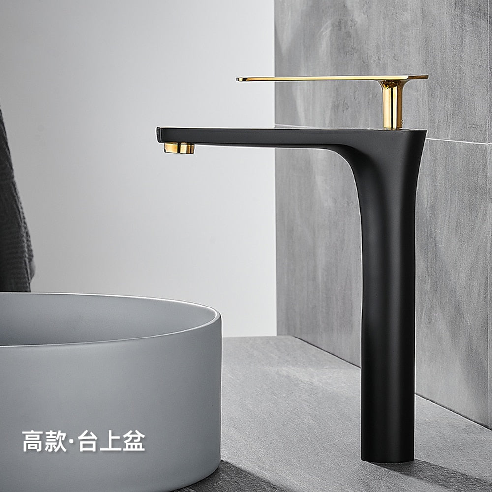 Modern Vessel Sink Faucet, Single-Handle Brass Bathroom Faucet