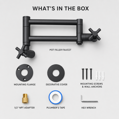 Wall-Mount Single Hole Commercial Pot Filler Faucet, Matte Black