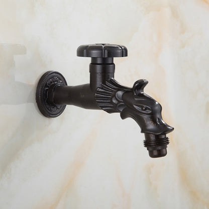Retro Dragon Design Wall-Mount Outdoor Faucet, Single-Handle Brass Faucet, Antique Brass / Matte Black / Brushed Gold