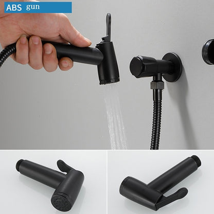 Matte Black Wall-Mount Handheld Bidet Sprayer Set, Bathroom Toilet Bidet Sprayer with Hose / T-Valve