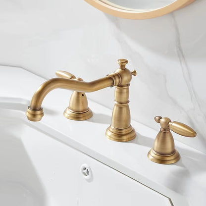 Widespread Modern Bathroom Faucet, Dual-Handle High Arc Brass Faucet, Matte Black / Chrome / Polished Gold / Rose Gold / Antique Brass