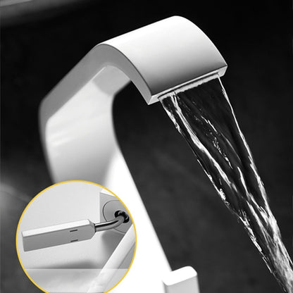 Modern Waterfall Bathroom Faucet, Single-Handle Single-Hole Faucet, Matte Black / Matte White / Gunmetal