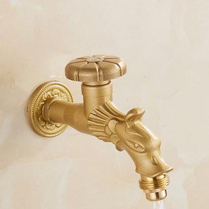Retro Dragon Design Wall-Mount Outdoor Faucet, Single-Handle Brass Faucet, Antique Brass / Matte Black / Brushed Gold