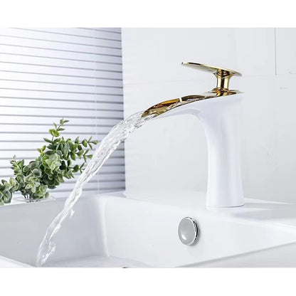 Waterfall Bathroom Faucet, Modern Single-Handle Single-Hole Faucet
