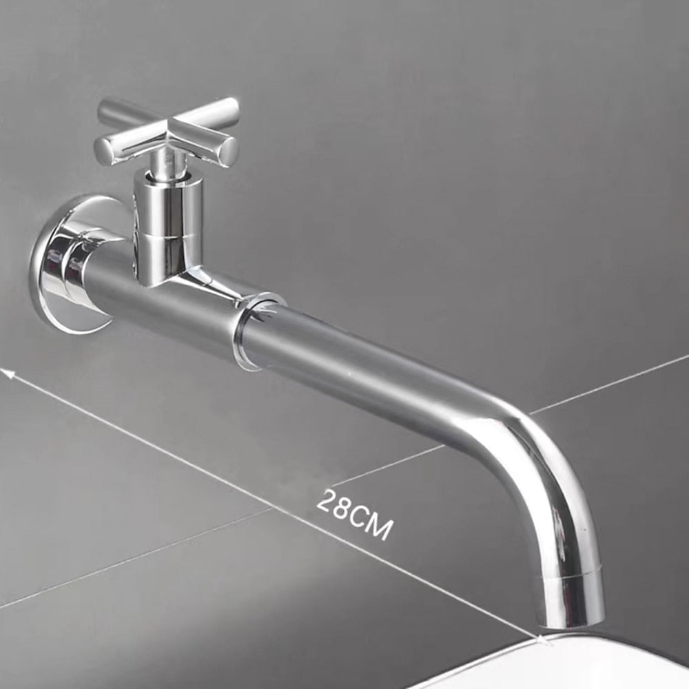 Modern Wall-Mount Bathroom Faucet, Single-Handle Swivel Spout Cold Only Faucet, Matte Black / Matte White / Antique Brass / Chrome