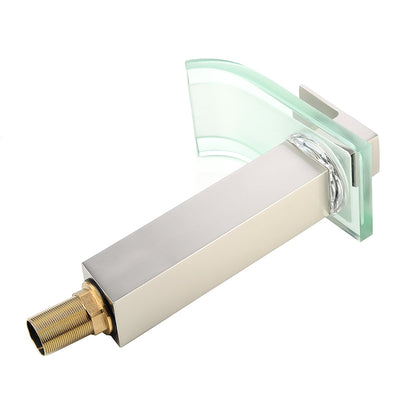 LED Glass Waterfall Bathroom Faucet, Single-Handle Single-Hole Faucet, Brushed Nickel / Brushed Gold / Matte Black / Chrome