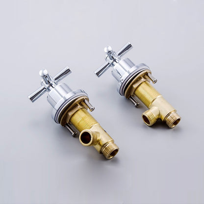 Chrome 5-Hole Deck-Mount Tub Filler Faucet, 3-Handle Brass Tub Faucet with Handheld Shower