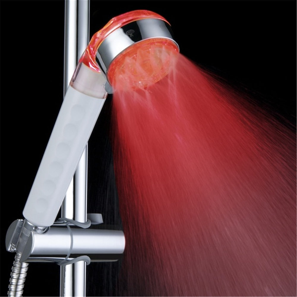LED -Changing Chrome Hand Shower, Temperature-Sensitive 3- Handheld Shower