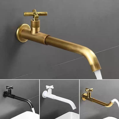 Modern Wall-Mount Bathroom Faucet, Swivel Reversible Spout Cold Water Faucet, Matte Black / Chrome / Matte White / Antique Brass / Polished Gold