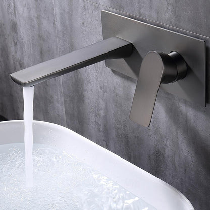 Modern Wall-Mount Bathroom Faucet, Single-Handle Brass Basin Faucet, Matte Black / Brushed Gold / Gunmetal