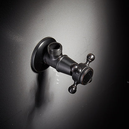 Retro Carved Brass Angle Valve, Wall-Mount Water Shut-Off Valve, Antique Brass / Matte Black / Polished Gold