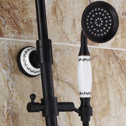 Oil-Rubbed Bronze Traditional Complete Shower System, Wall-Mounted Dual-Handle Brass Shower Faucet with Handheld Shower