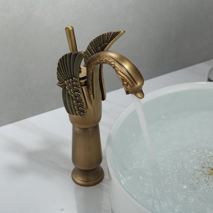Swan Shape Waterfall Bathroom Faucet, Single-Handle Vessel Sink Faucet