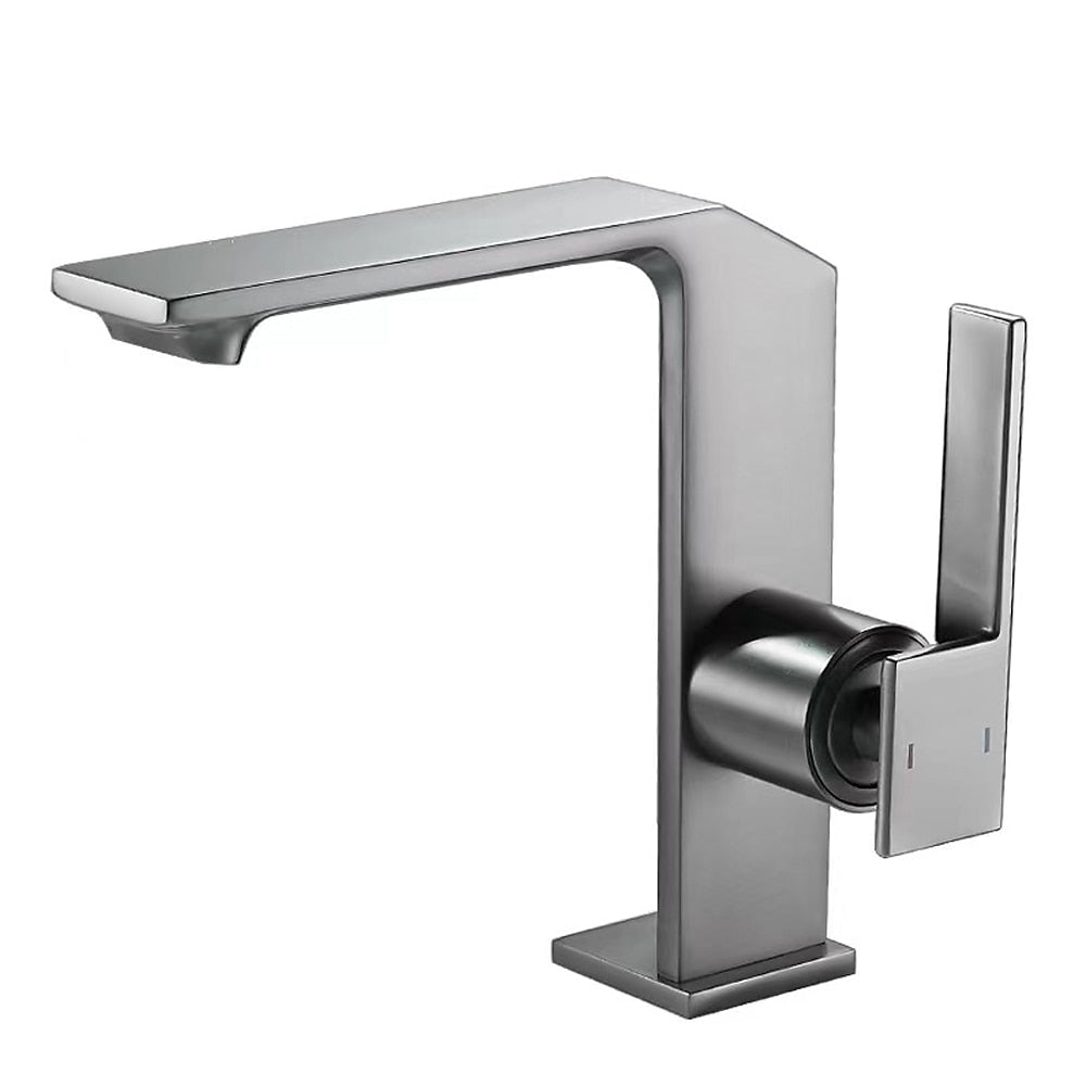 Modern Waterfall Bathroom Faucet, Single-Handle Brass Faucet, Matte Black / Chrome / Brushed Gold / Gunmetal